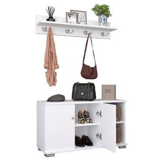 VCM 2-tlg. Holz Sitzbank Schuhschrank Schuhregal Garderobe Dielenmöbel Gados L  