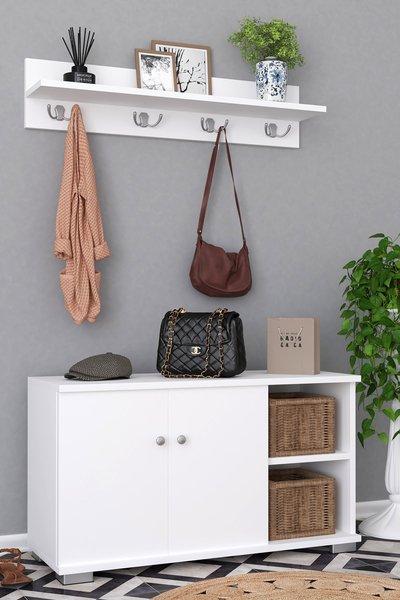 VCM 2-tlg. Holz Sitzbank Schuhschrank Schuhregal Garderobe Dielenmöbel Gados L  