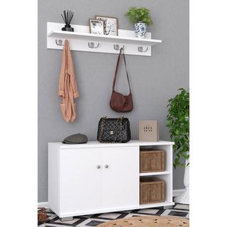 VCM 2-tlg. Holz Sitzbank Schuhschrank Schuhregal Garderobe Dielenmöbel Gados L  