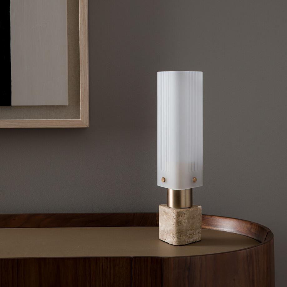 AM.PM Lampe verre et travertin  