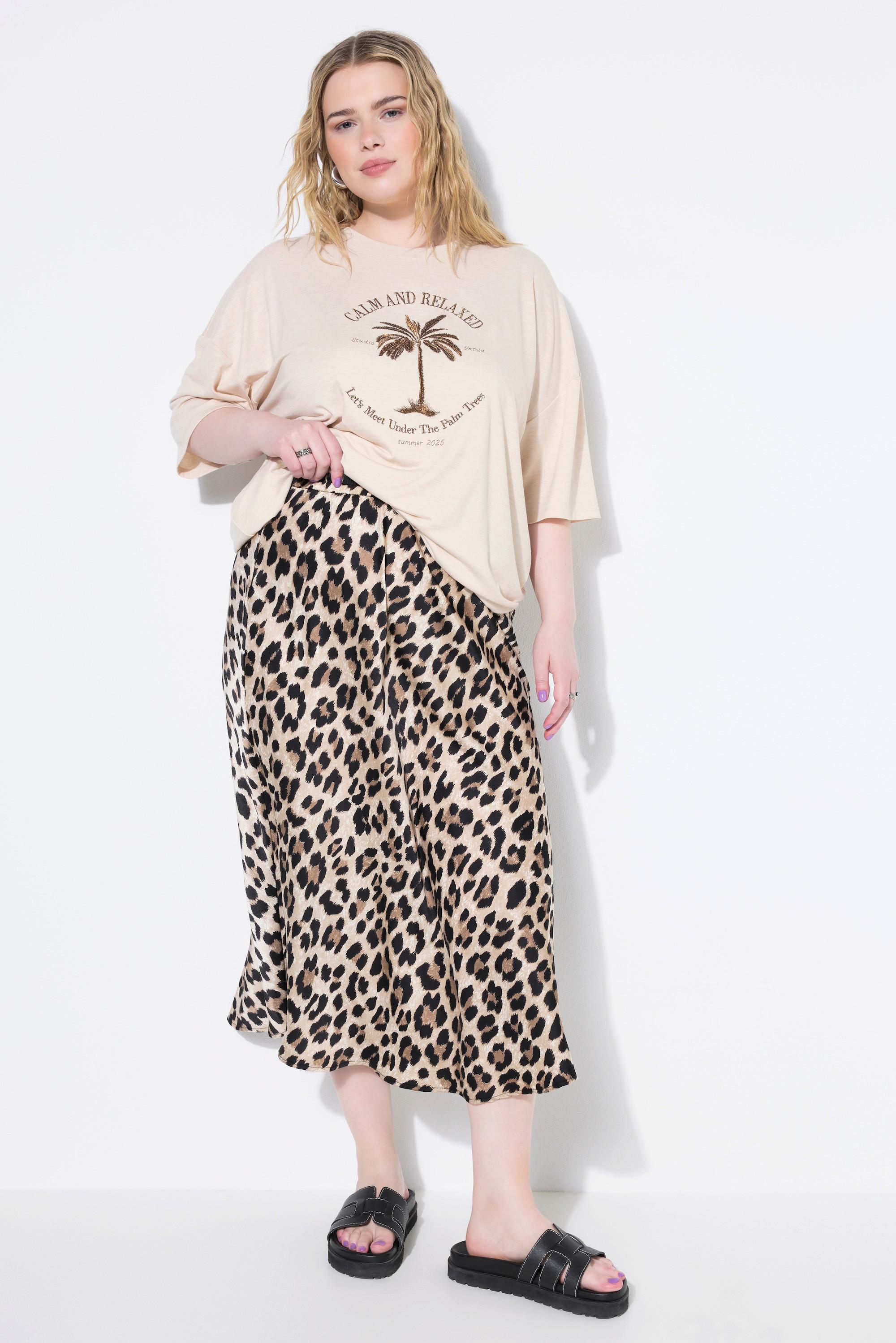 Studio Untold Jupe midi A-Line Satin Scintillant Léopard  