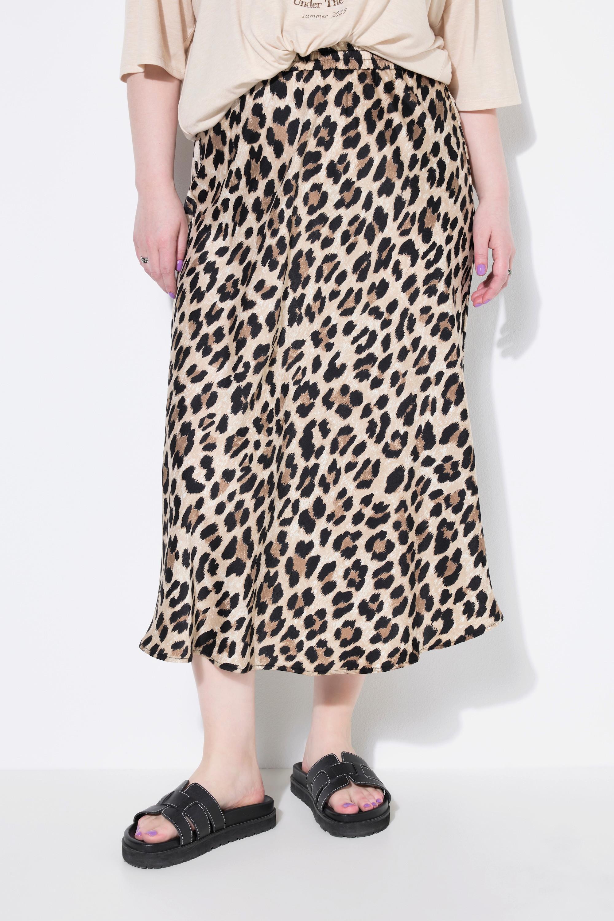 Studio Untold Jupe midi A-Line Satin Scintillant Léopard  