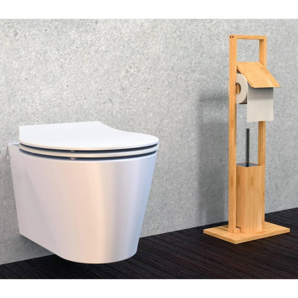 EISL Porte-rouleau de papier de toilette et brosse bambou bambou  