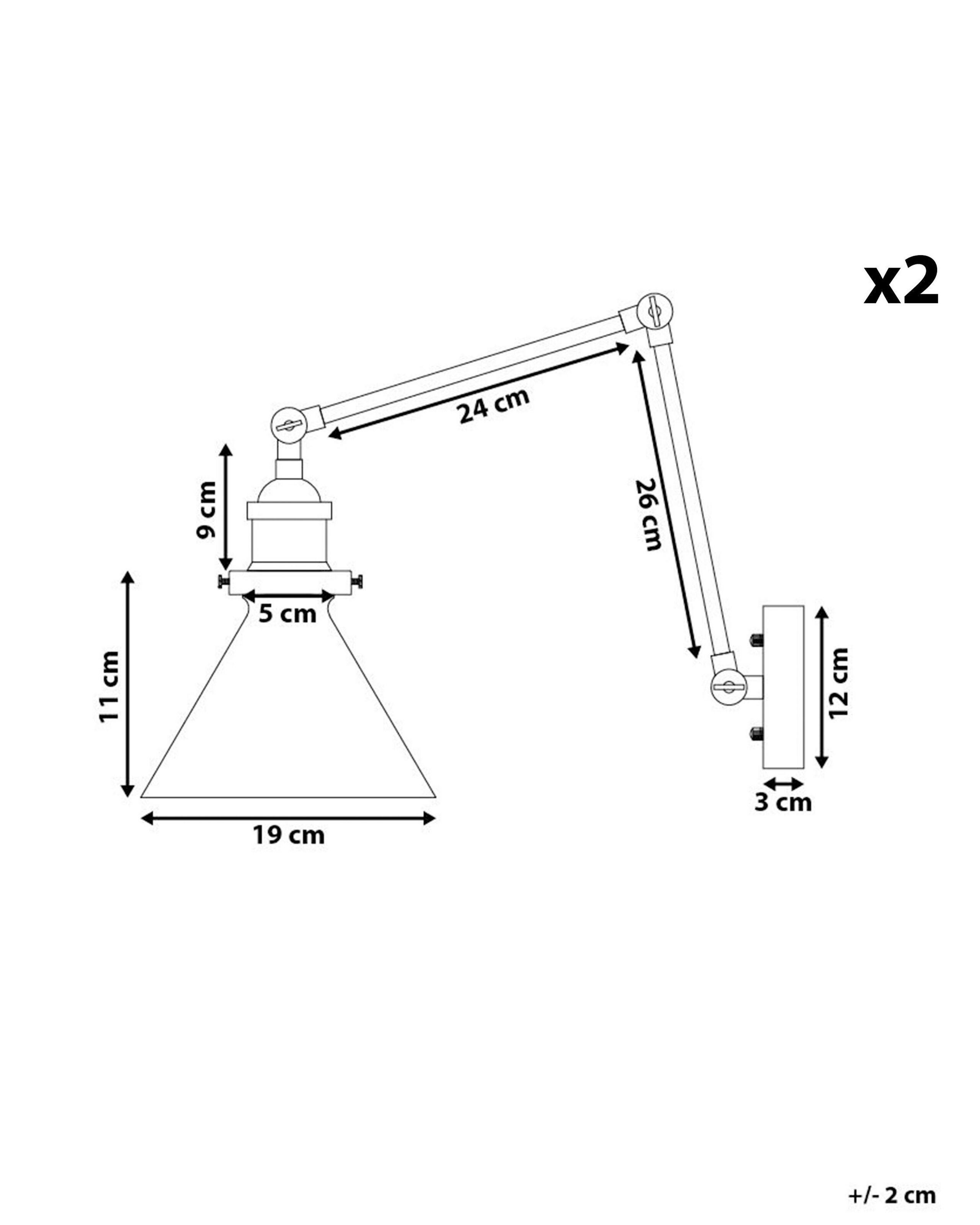 Beliani Set de 2 lampes en Aluminium Industriel NARVA  