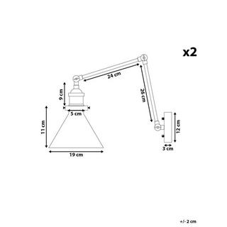 Beliani Set mit 2 Lampen aus Aluminium Industriell NARVA  