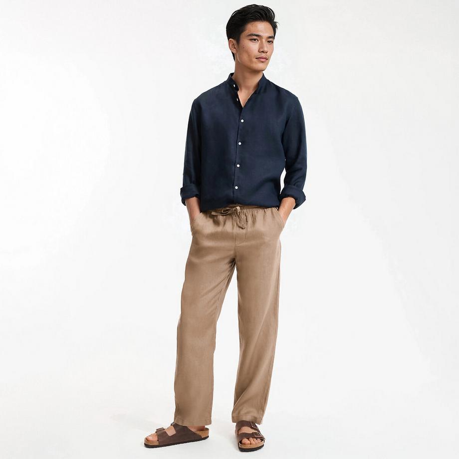 La Redoute Collections Signature Camicia Dritta in Lino con Collo Coreana  