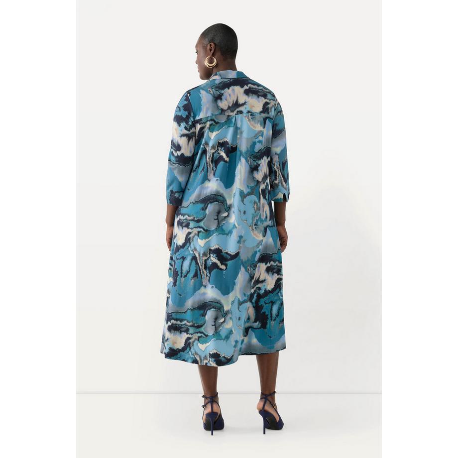 Ulla Popken Punto di Roma A-Linie Hemdkragen 3/4-Arm Kleid  