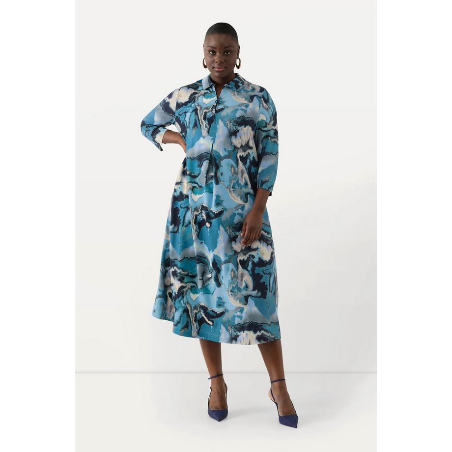 Ulla Popken Punto di Roma A-Linie Hemdkragen 3/4-Arm Kleid  