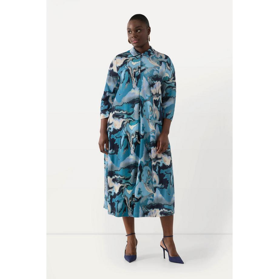 Ulla Popken Punto di Roma A-Linie Hemdkragen 3/4-Arm Kleid  