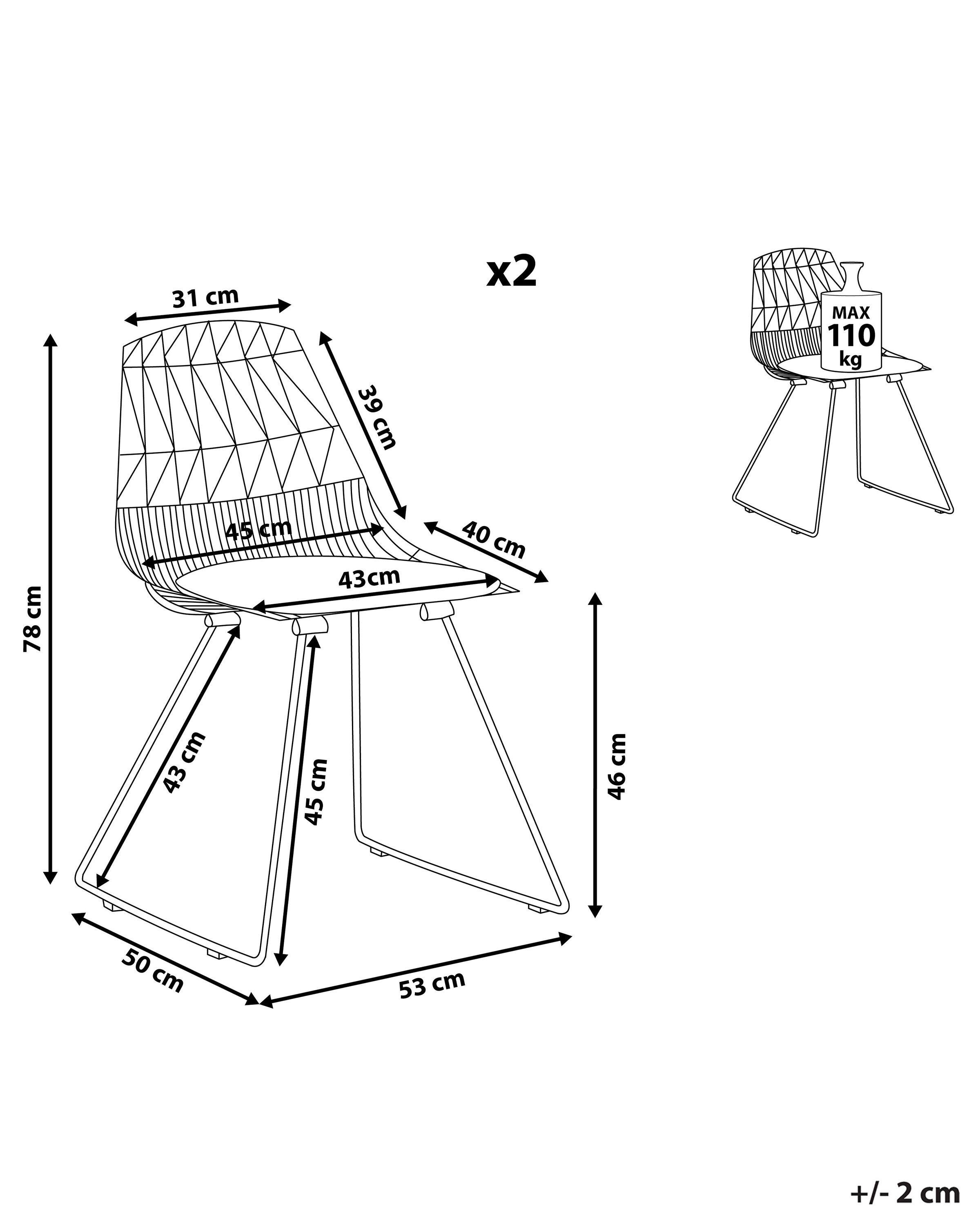 Beliani Lot de 2 chaises de salle à manger en Acier Industriel HARLAN  