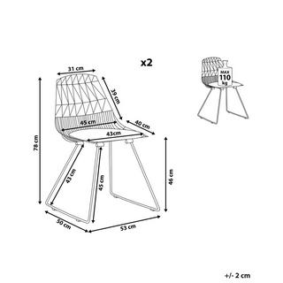 Beliani Lot de 2 chaises de salle à manger en Acier Industriel HARLAN  