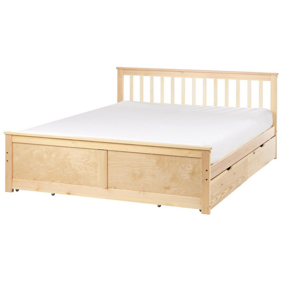 Beliani Letto con cassetti contenitori en Legno di pino Scandinavo OLENDON  