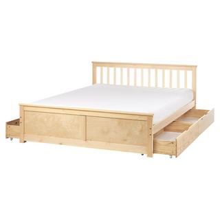 Beliani Lit avec tiroirs de rangement en Bois de pin Scandinave OLENDON  