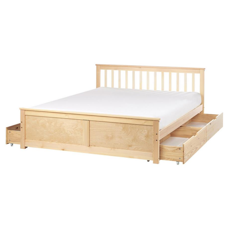 Beliani Letto con cassetti contenitori en Legno di pino Scandinavo OLENDON  