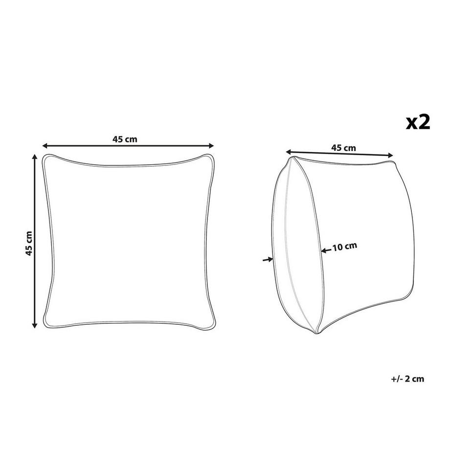 Beliani Lot de 2 coussins en Coton Boho VAKAYAR  