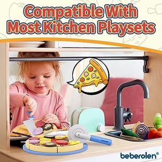 Activity-board  Jeu de pizzas en bois, accessoires de cuisine pour enfants, jeu de pizzas pour la cuisine 