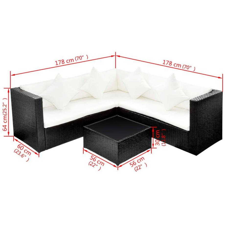 VidaXL set di mobili da giardino Polirattan  