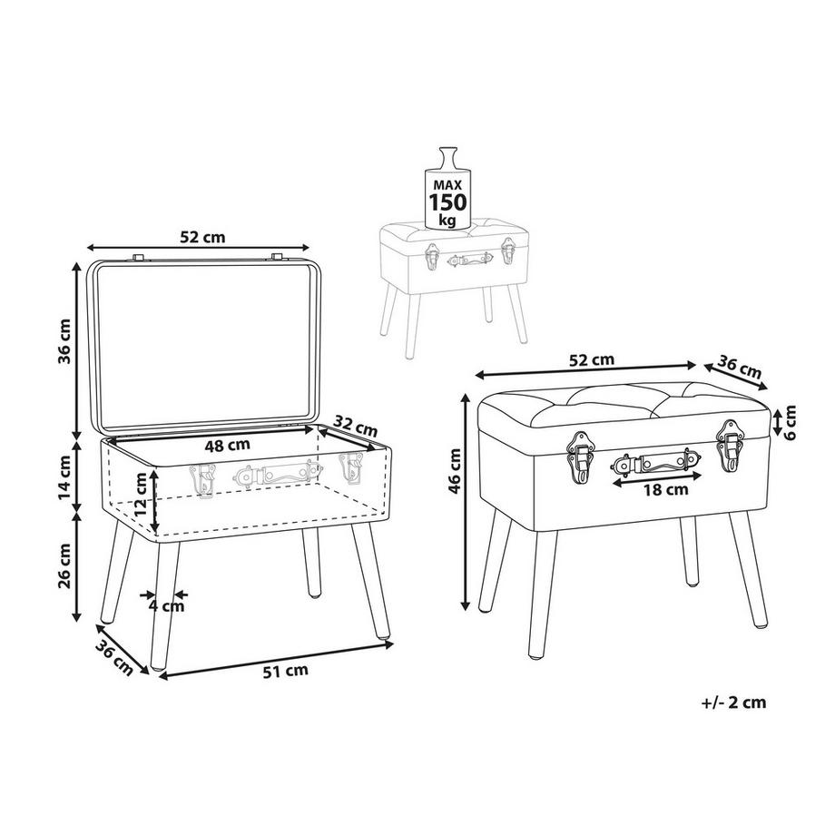 Beliani Tabouret de rangement en Cuir PU Rétro MALLARD  