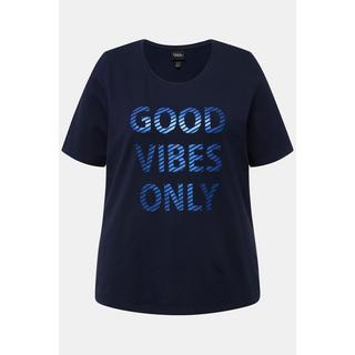 Ulla Popken  T-shirt con mezze maniche, scollo a girocollo e "Good Vibes Only" 