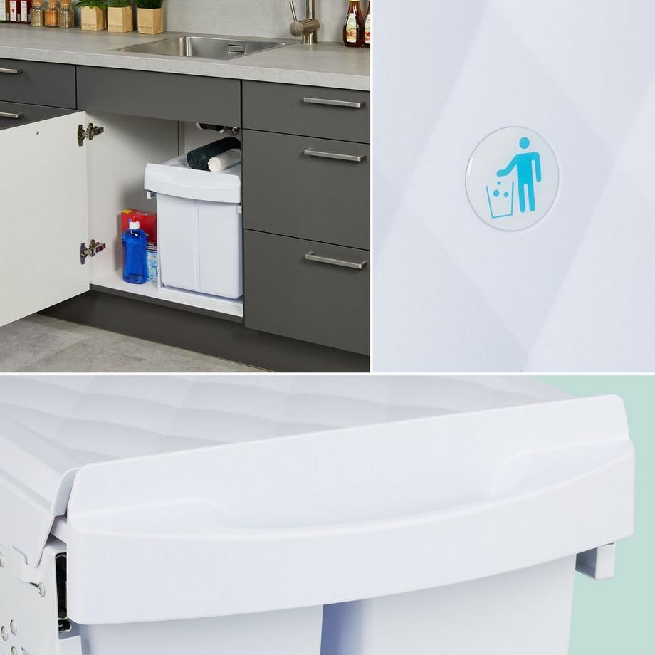 Northix Cestino estraibile per la raccolta differenziata dei rifiuti  