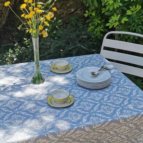 Fleur de Soleil Nappe enduite ronde ou ovale Pompadour  