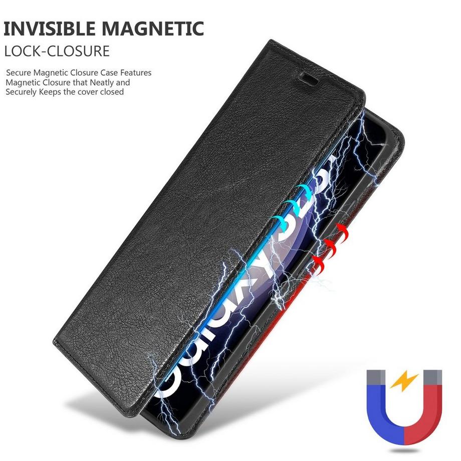 Cadorabo  Hülle für Samsung Galaxy S23 PLUS in NACHT SCHWARZ - Schutzhülle mit Magnetverschluss, Standfunktion und Kartenfach 