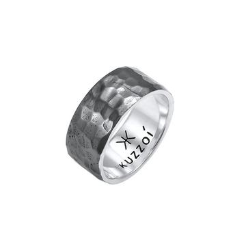 Bague Herren Bandring Gehämmert 925 Sterling Silber