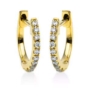 Boucles d'oreilles cerceau or jaune 750/18K diamant 0,07ct.