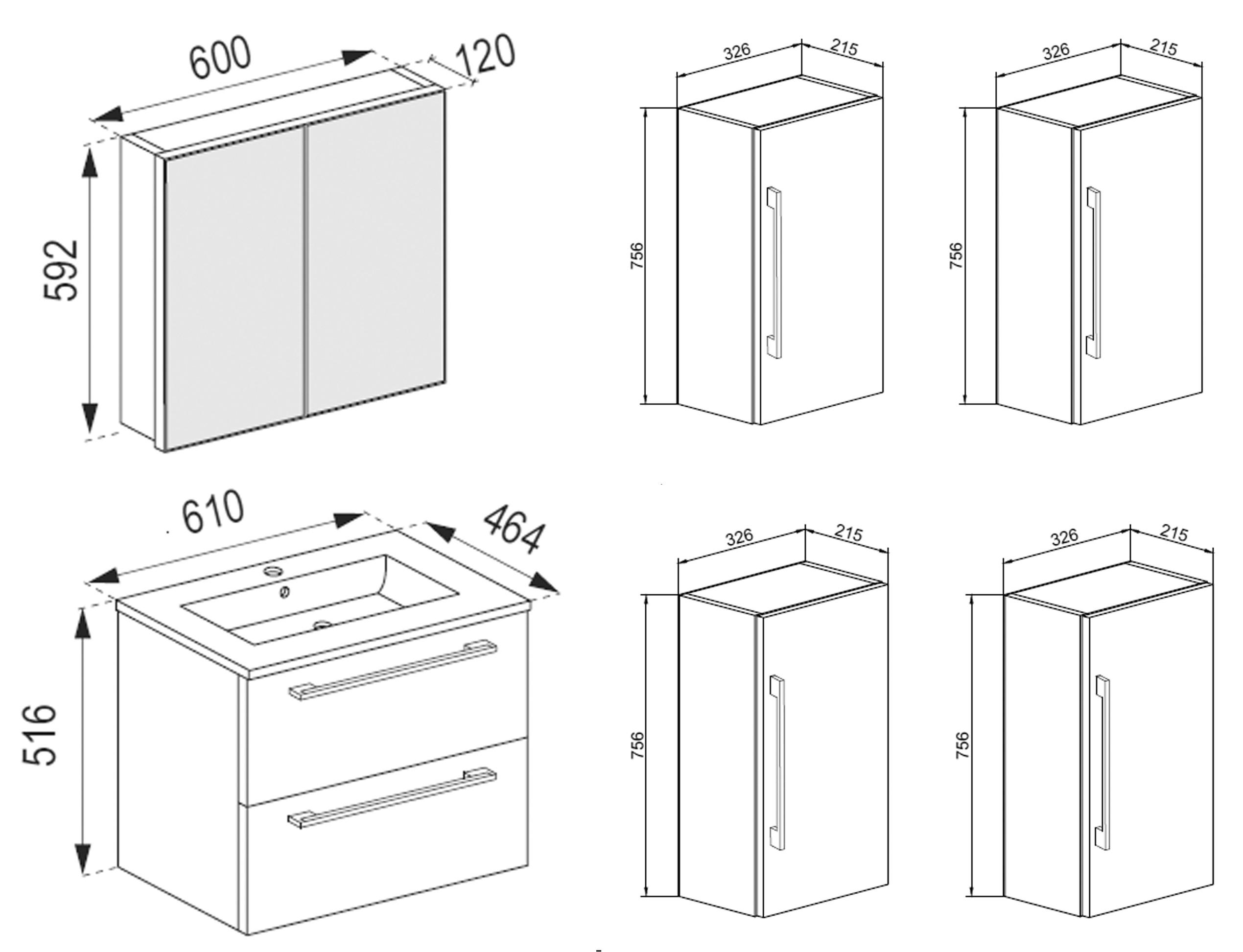 VCM 5-pièces meuble de salle de bain céramique Badinos  