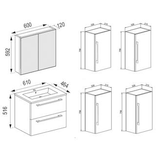 VCM 5-pièces meuble de salle de bain céramique Badinos  