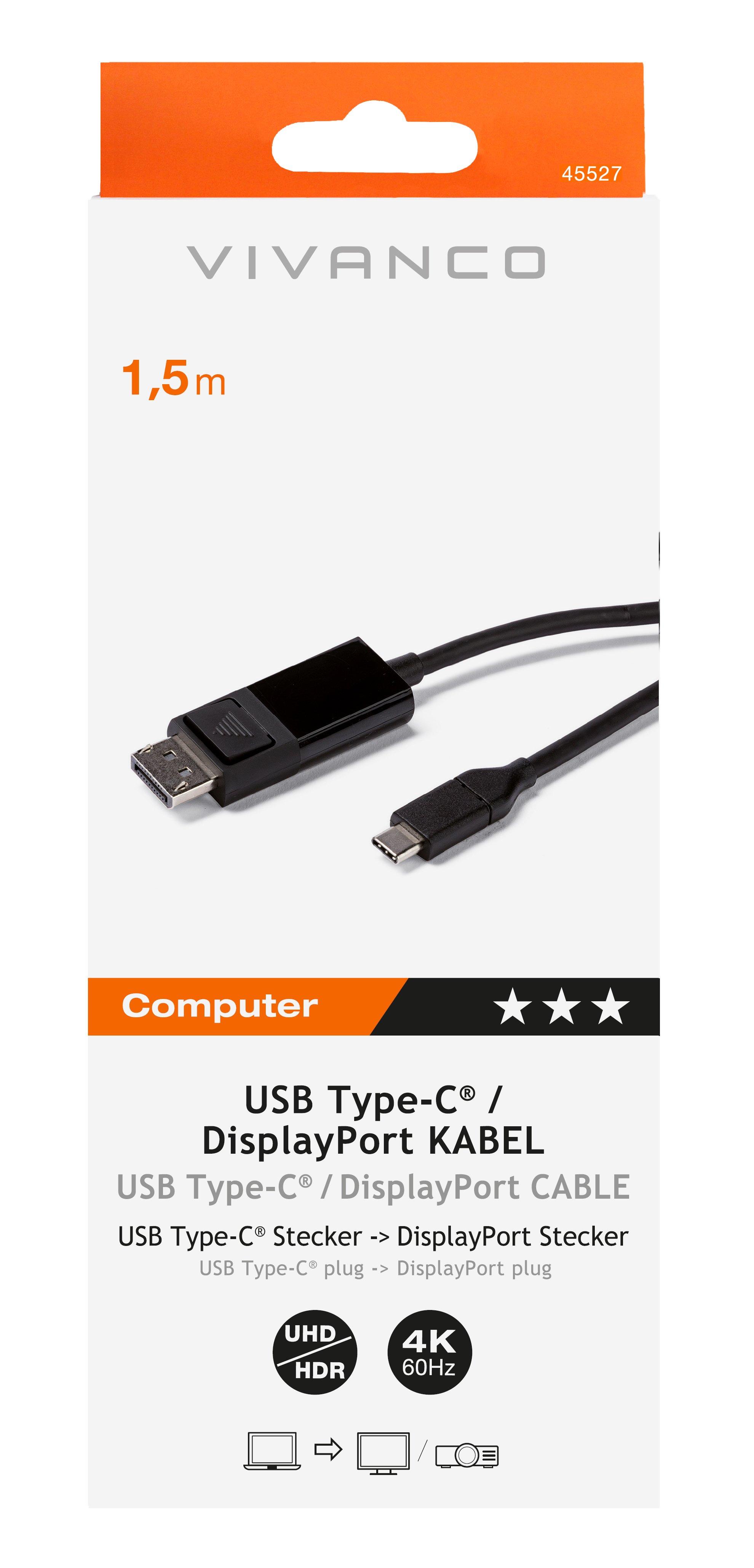 VIVANCO  Vivanco CC UC DP 15 1,5 m USB Type-C DisplayPort Noir 