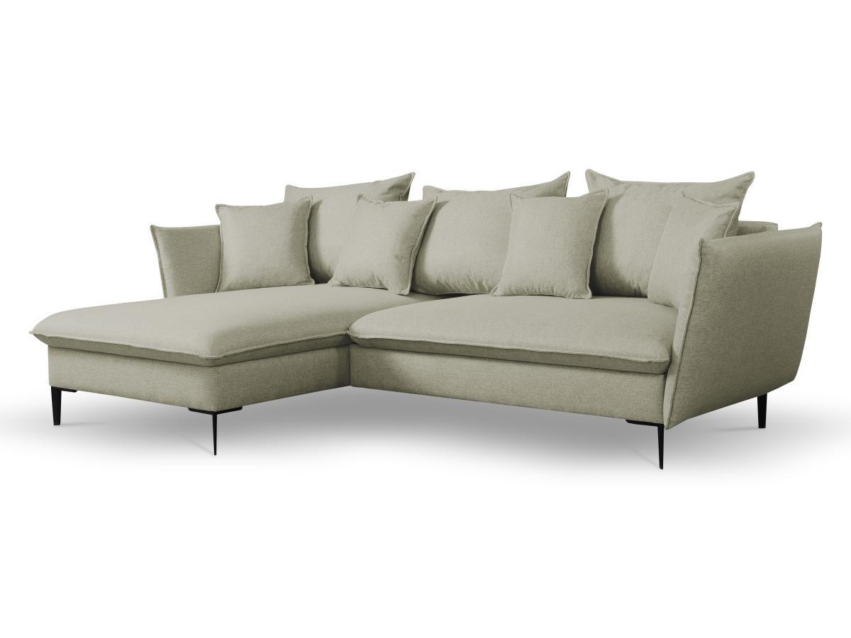 PASCAL MORABITO Canapé d'angle conible en tissu clair LAZARE de PASCAL MORABITO Angle gauche  