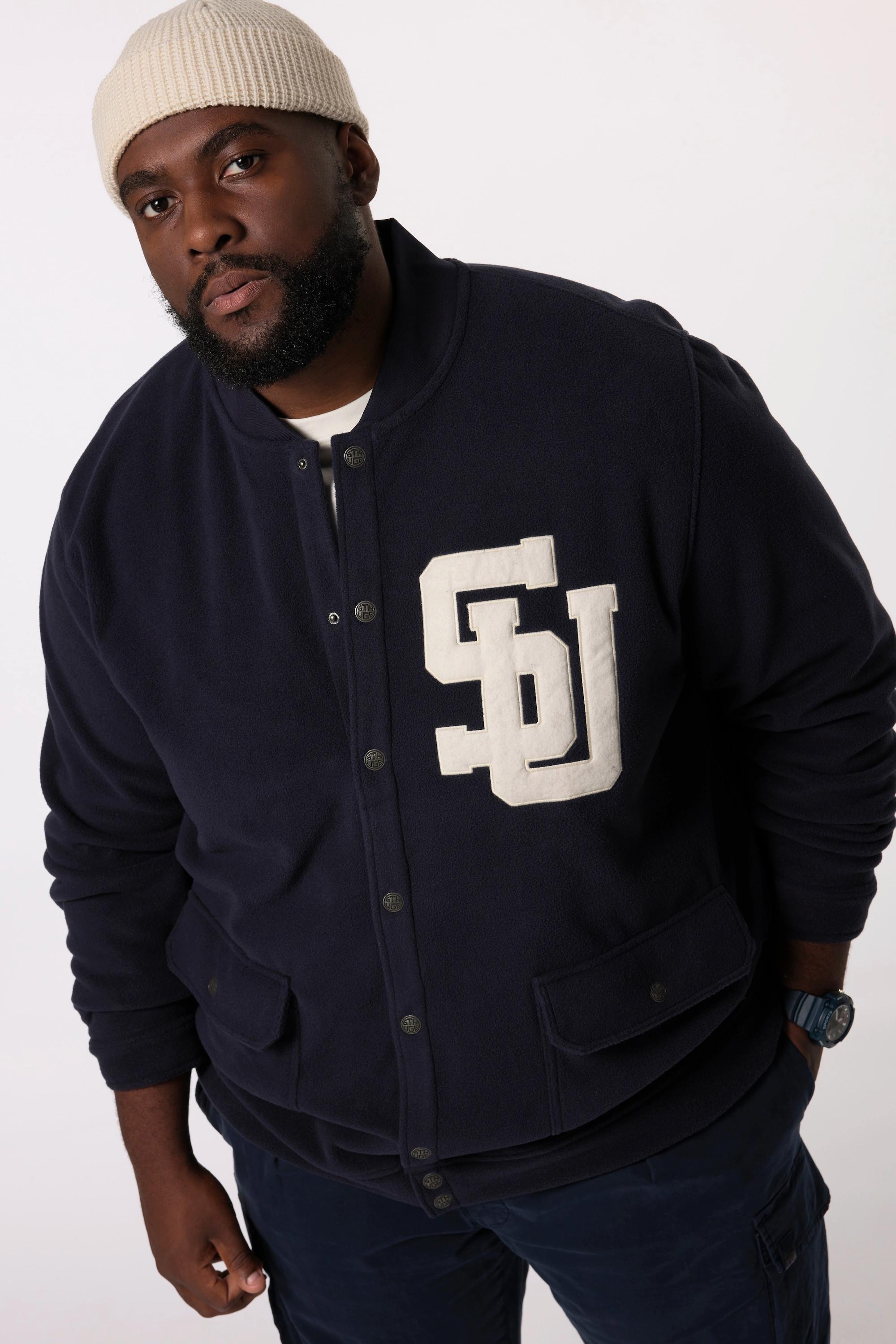 Sthuge Fleecejacke Collegekragen Bouclé-Badge  