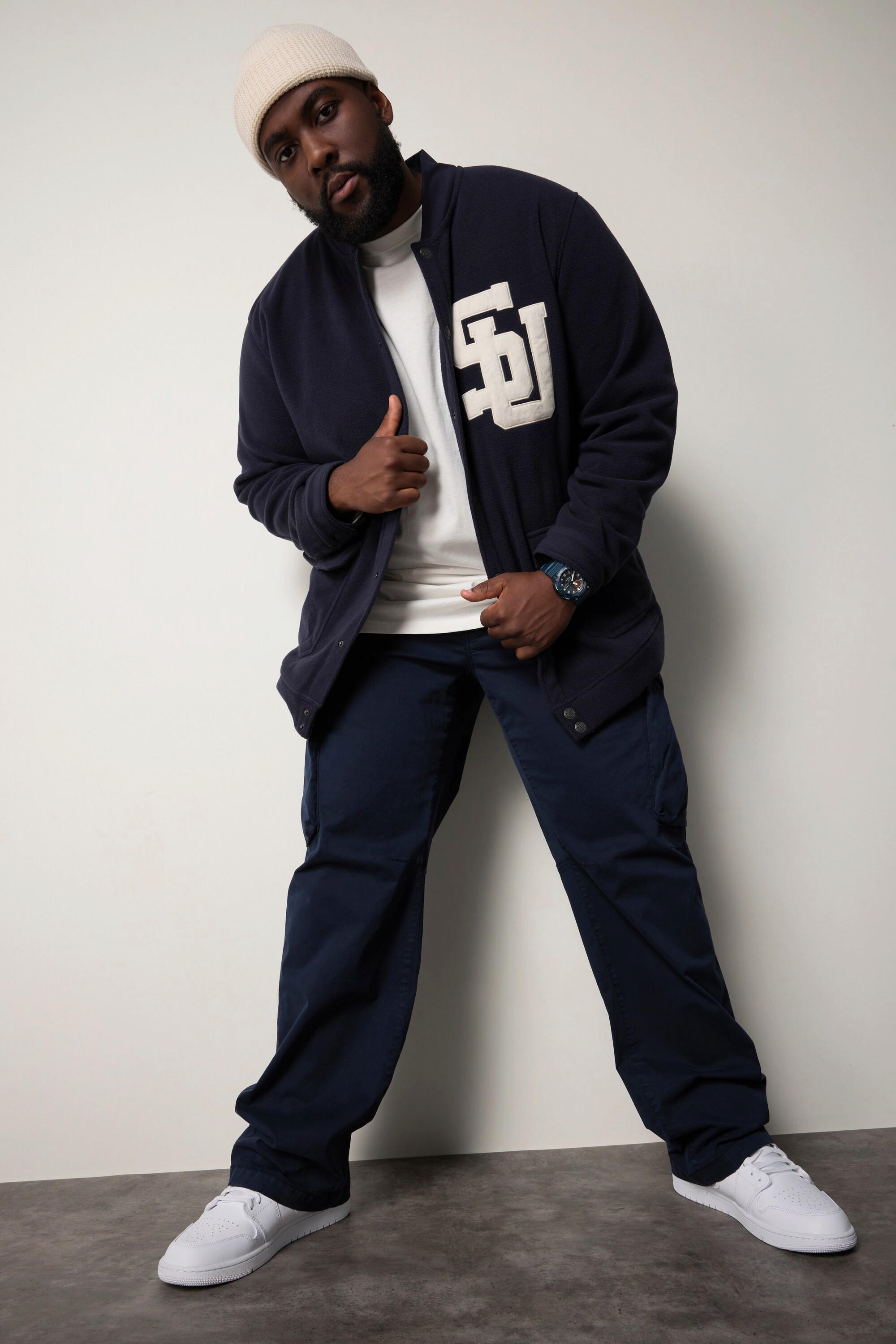 Sthuge Fleecejacke Collegekragen Bouclé-Badge  