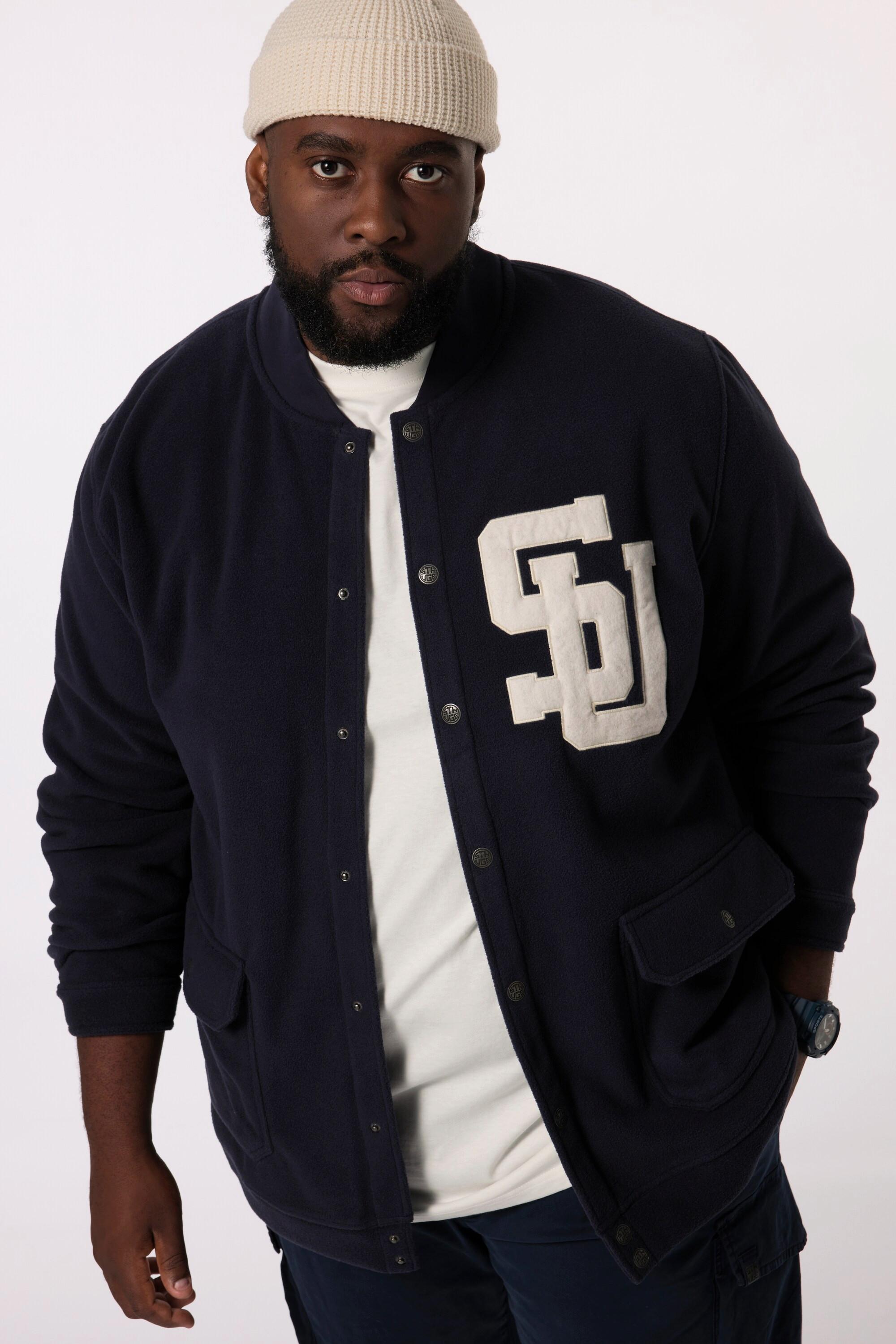 Sthuge Fleecejacke Collegekragen Bouclé-Badge  