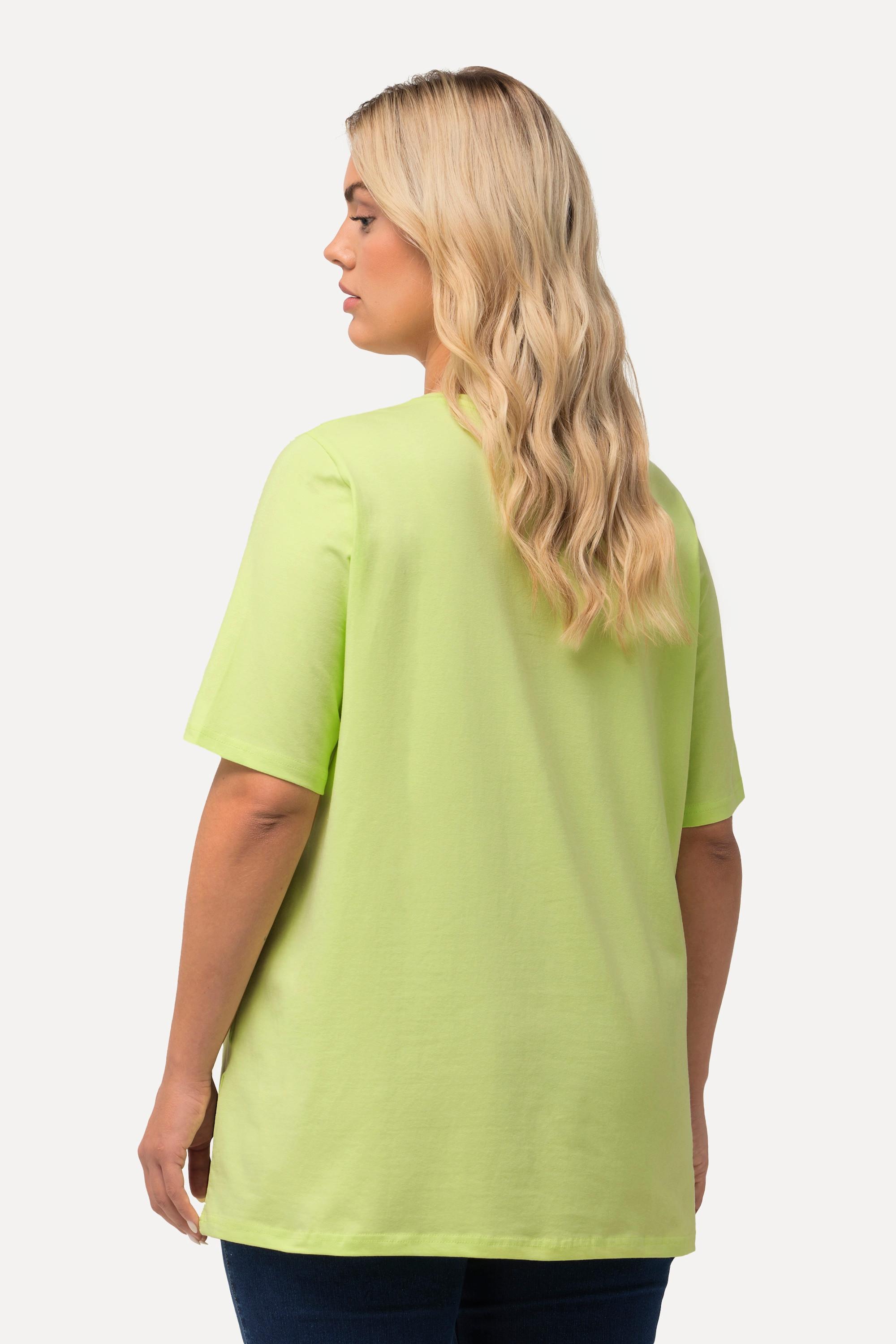 Ulla Popken  T-shirt dal taglio svasato con scollo a V e mezze maniche 