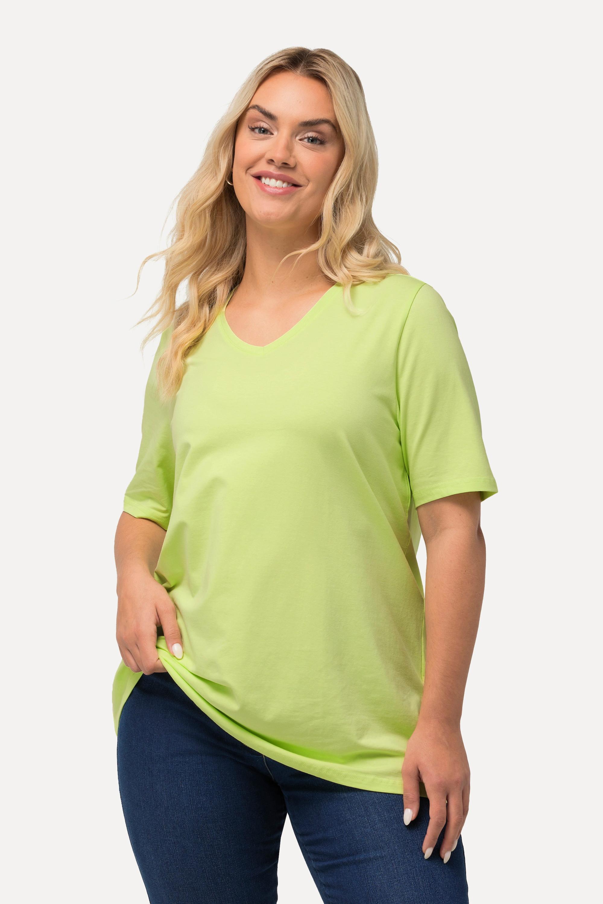 Ulla Popken  T-shirt dal taglio svasato con scollo a V e mezze maniche 