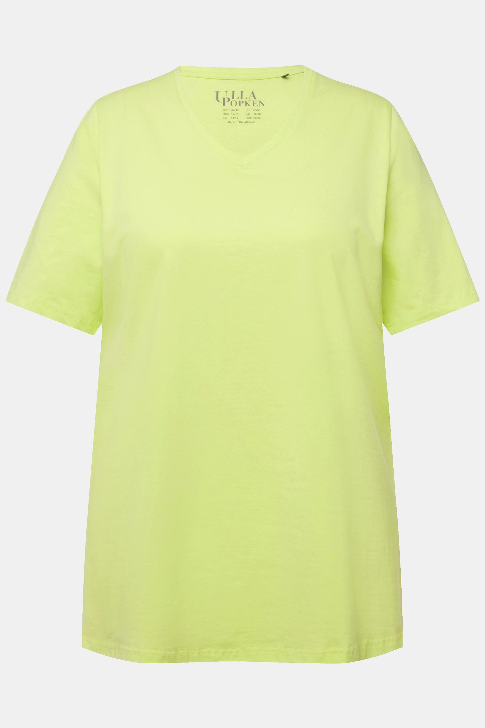 Ulla Popken  T-shirt dal taglio svasato con scollo a V e mezze maniche 