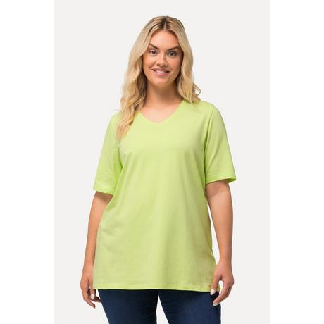 Ulla Popken  T-shirt dal taglio svasato con scollo a V e mezze maniche 