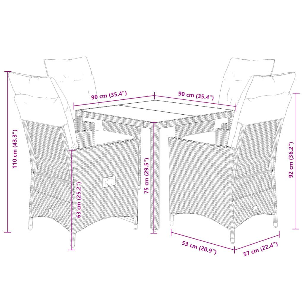 VidaXL Ensemble de salle à manger de jardin rotin synthétique  