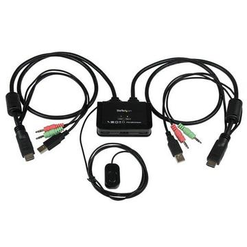 Switch Commutateur KVM 2 Ports USB, HDMI avec Audio et Câbles pour 2 PC sur 1 écran - Auto Alimenté