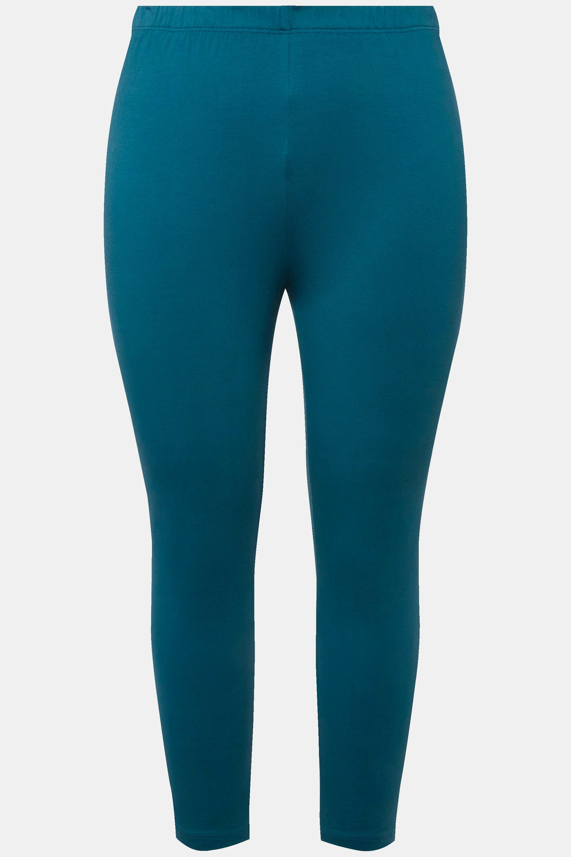 Ulla Popken  7/8-Leggings, elastischer Bund petrol 