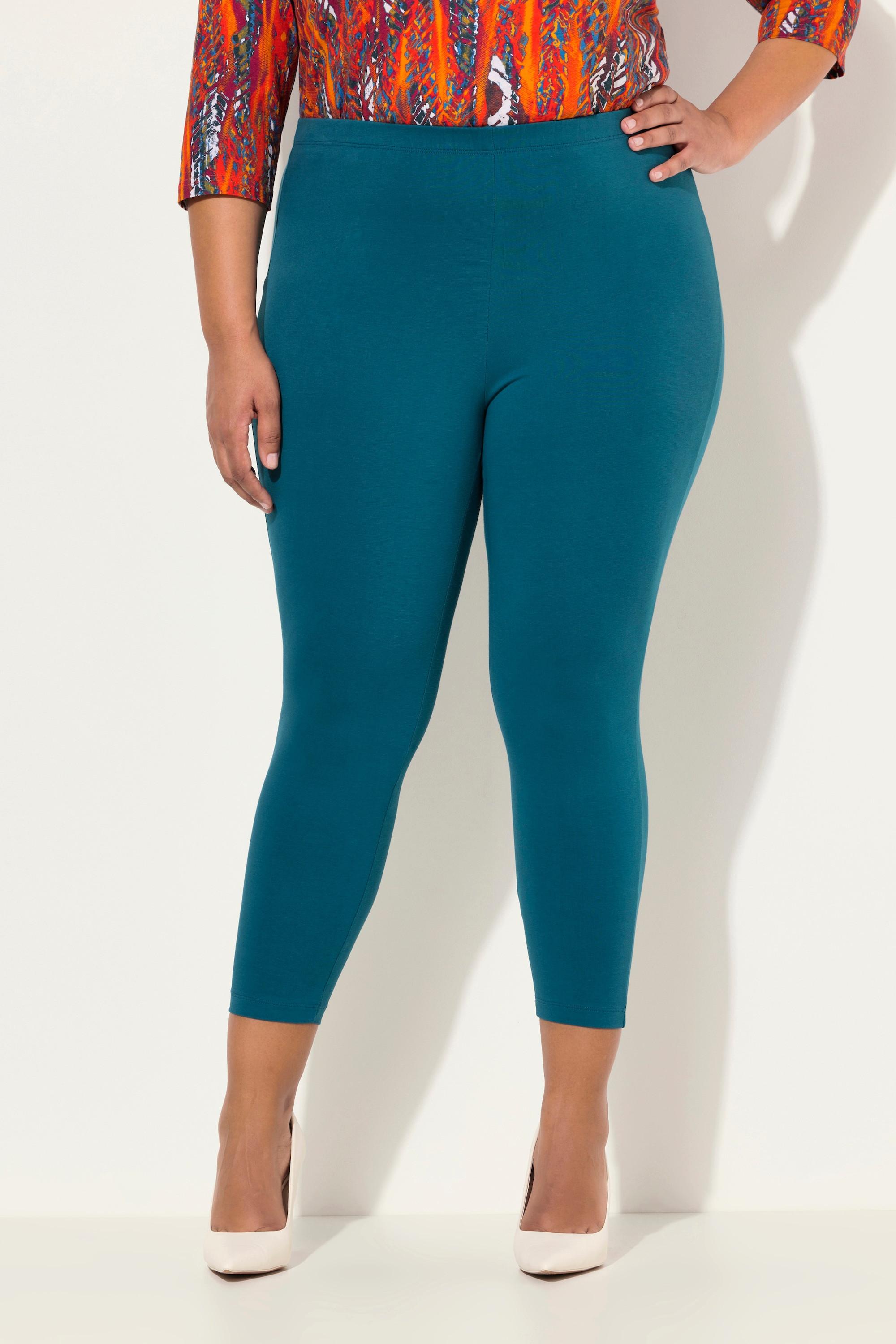 Ulla Popken  7/8-Leggings, elastischer Bund petrol 