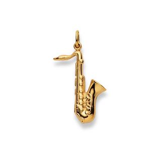 MUAU Schmuck  Pendentif Saxophone or jaune 750, 31x18mm 