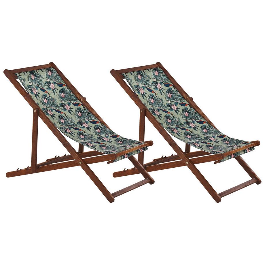 Beliani Lot de 2 chiliennes pliantes en Tissu Moderne ANZIO  