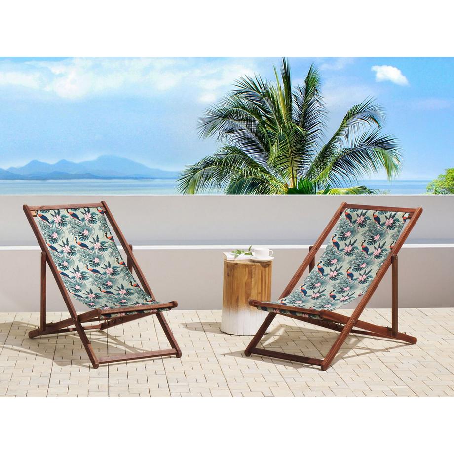 Beliani Lot de 2 chiliennes pliantes en Tissu Moderne ANZIO  