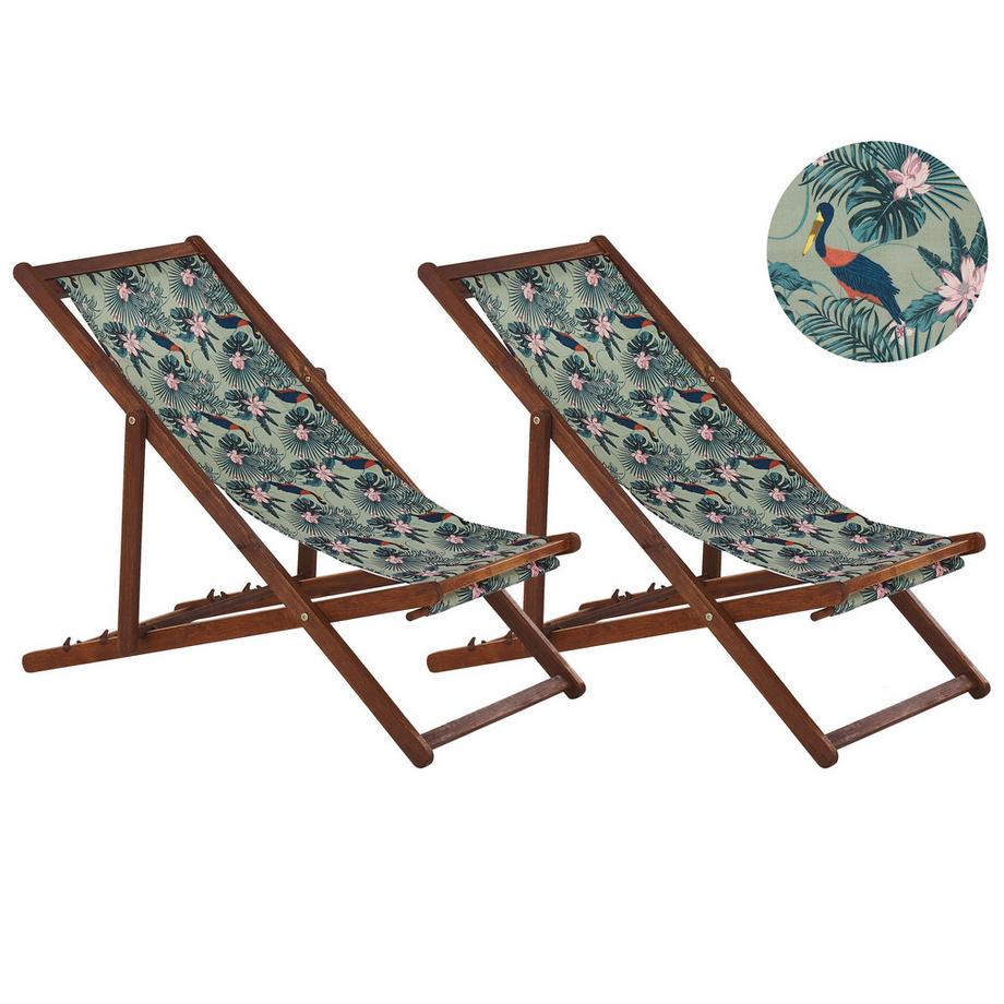 Beliani Lot de 2 chiliennes pliantes en Tissu Moderne ANZIO  