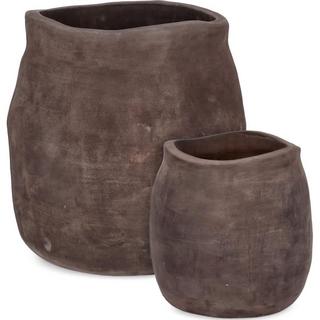 mutoni Cache-pot Minh terre cuite marron foncé (lot de 2)  