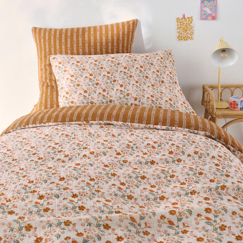 Housse de couette enfant gaze/coton lavé