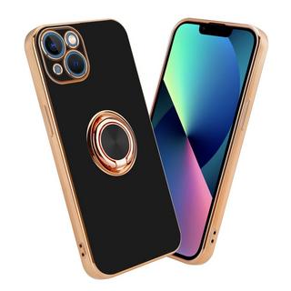 Cadorabo  Housse compatible avec Apple iPhone 13 avec anneau - Coque de protection en silicone TPU flexible, avec protection pour appareil photo et support voiture magnétique 